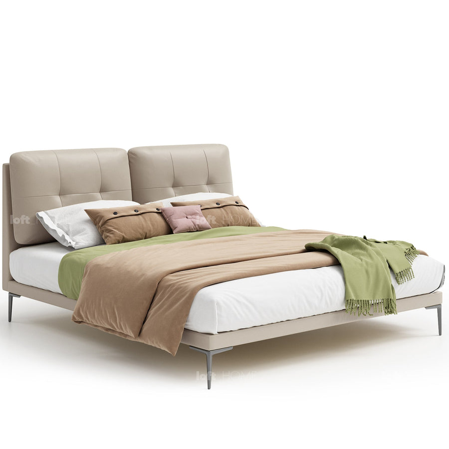 Modern microfiber leather bed poole in white background.