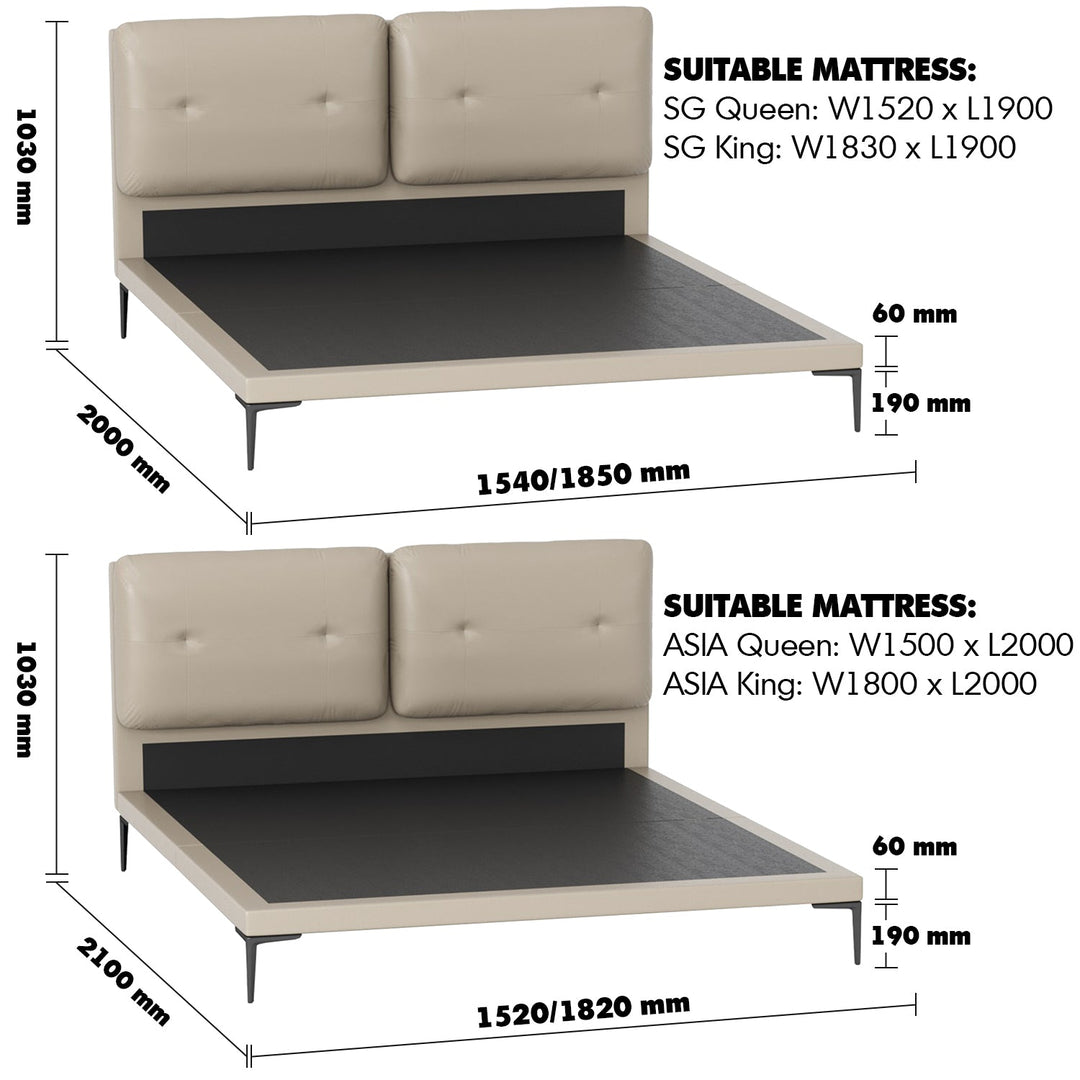 Modern microfiber leather bed poole size charts.
