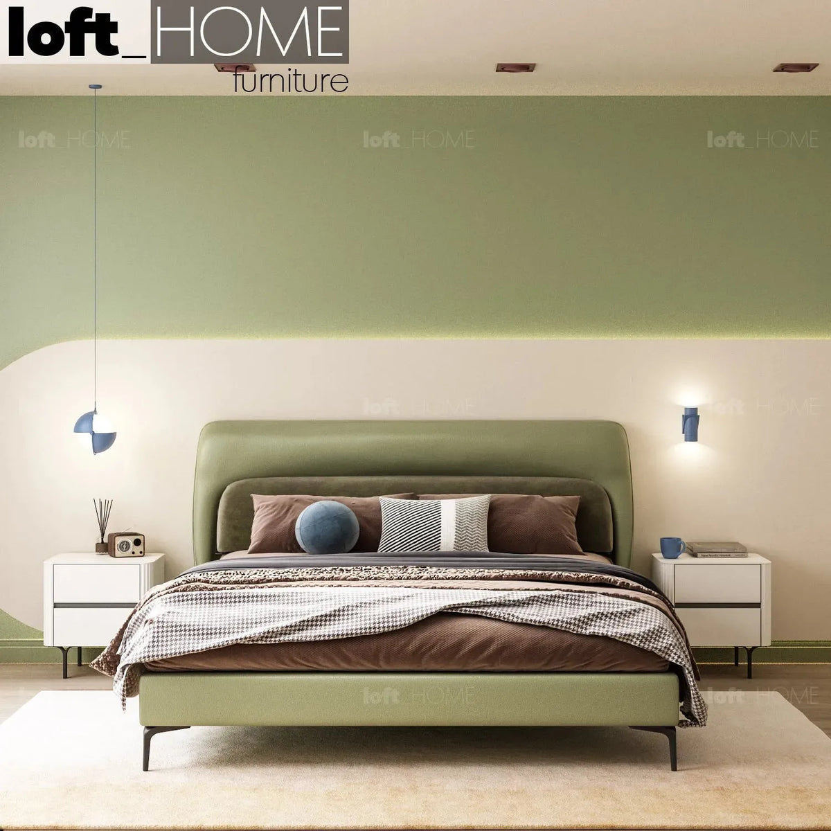 Modern microfiber leather bed raffety primary product view.