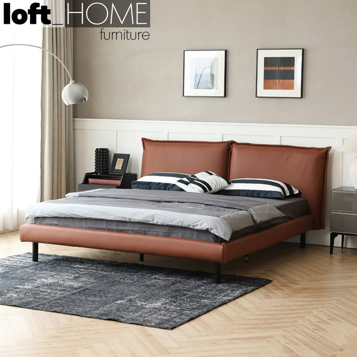 Modern microfiber leather bed romola primary product view.