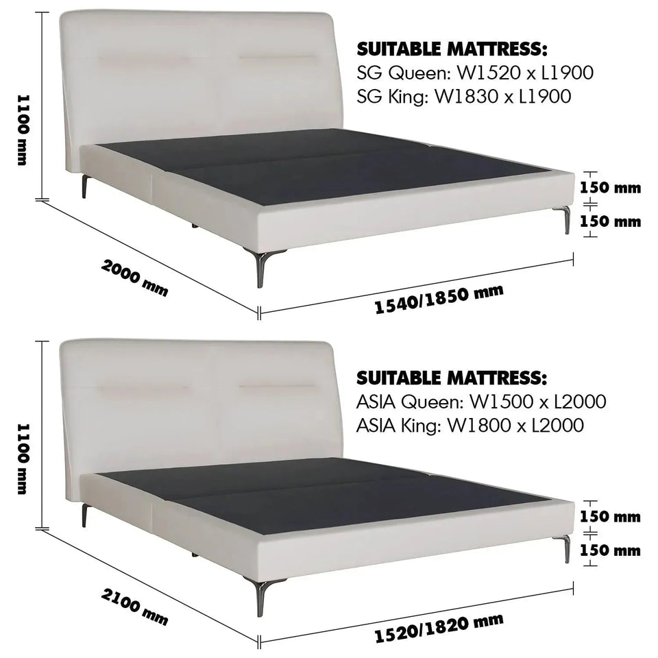 Modern microfiber leather bed skye size charts.