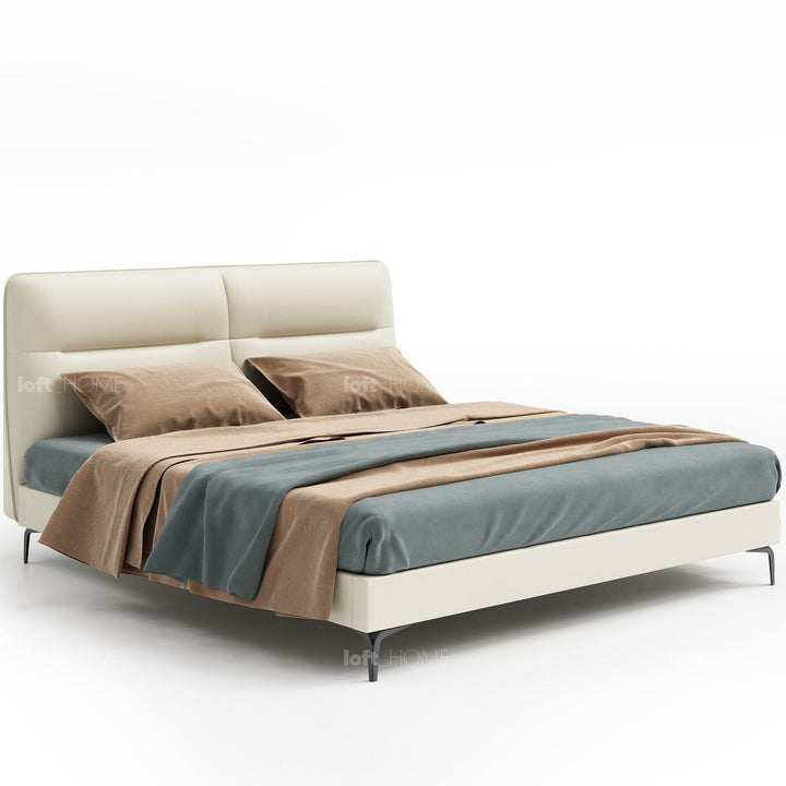 Modern microfiber leather bed skye in white background.