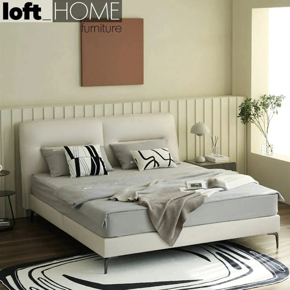 Modern microfiber leather bed skye primary product view.