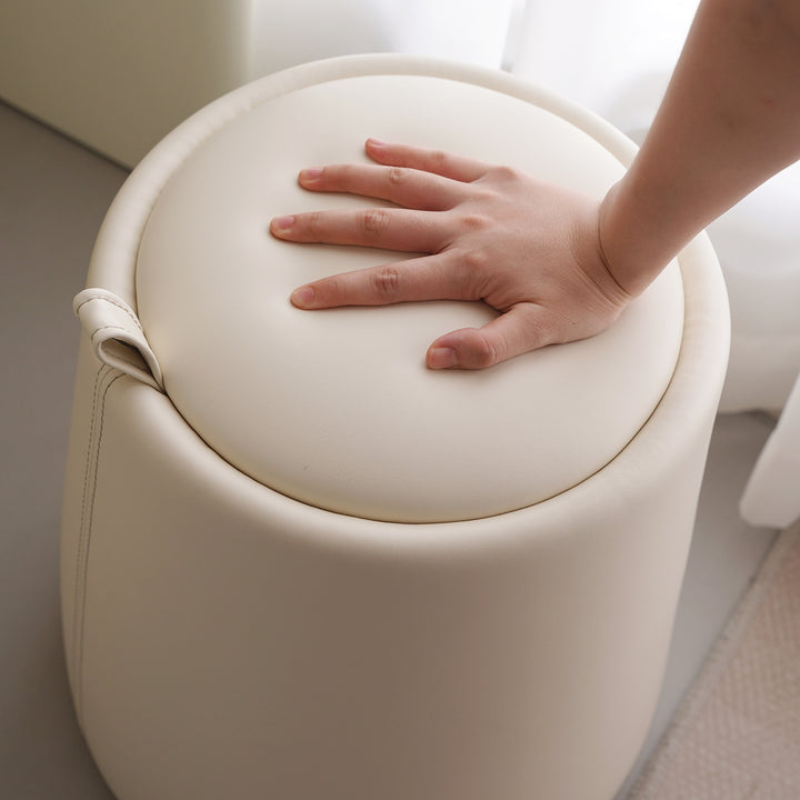 Modern microfiber leather dressing stool pudding in panoramic view.