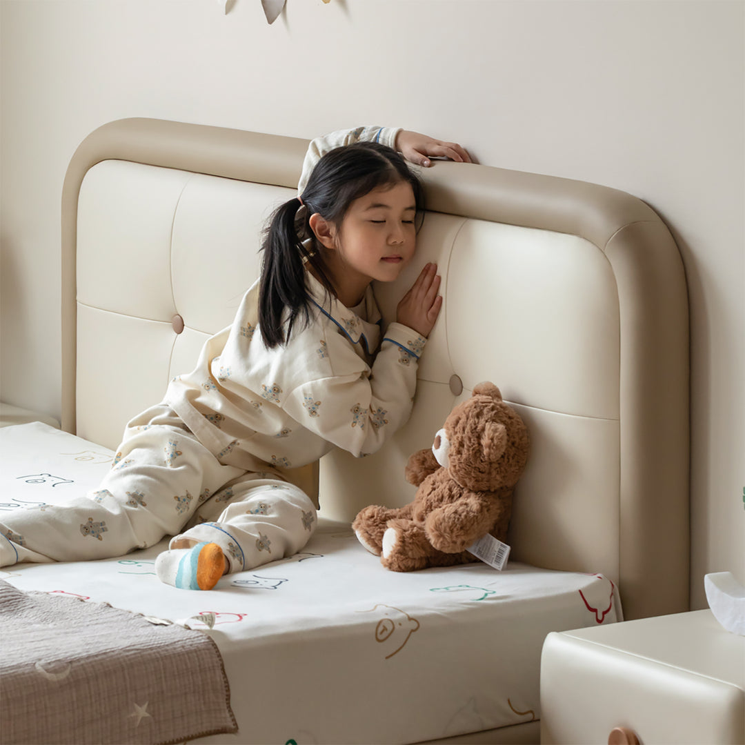 Modern microfiber leather kids bed cradle size charts.