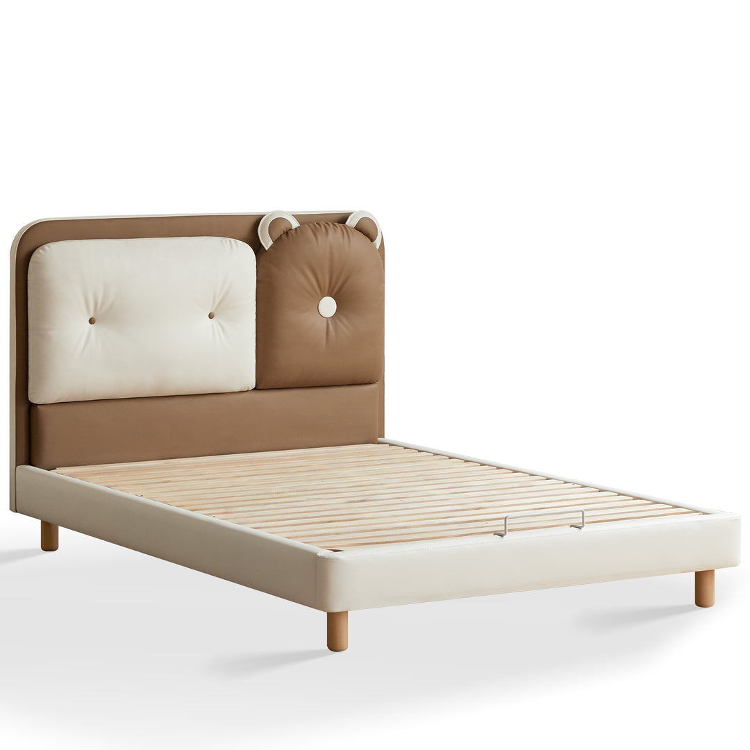 Modern microfiber leather kids bed elora in still life.