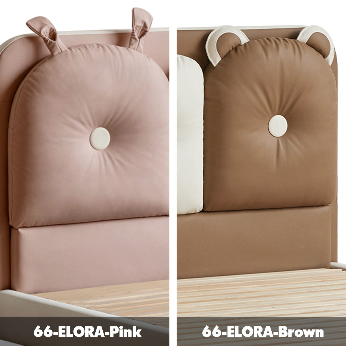 Cream Microfiber Leather Kids Bed ELORA Color Swatches