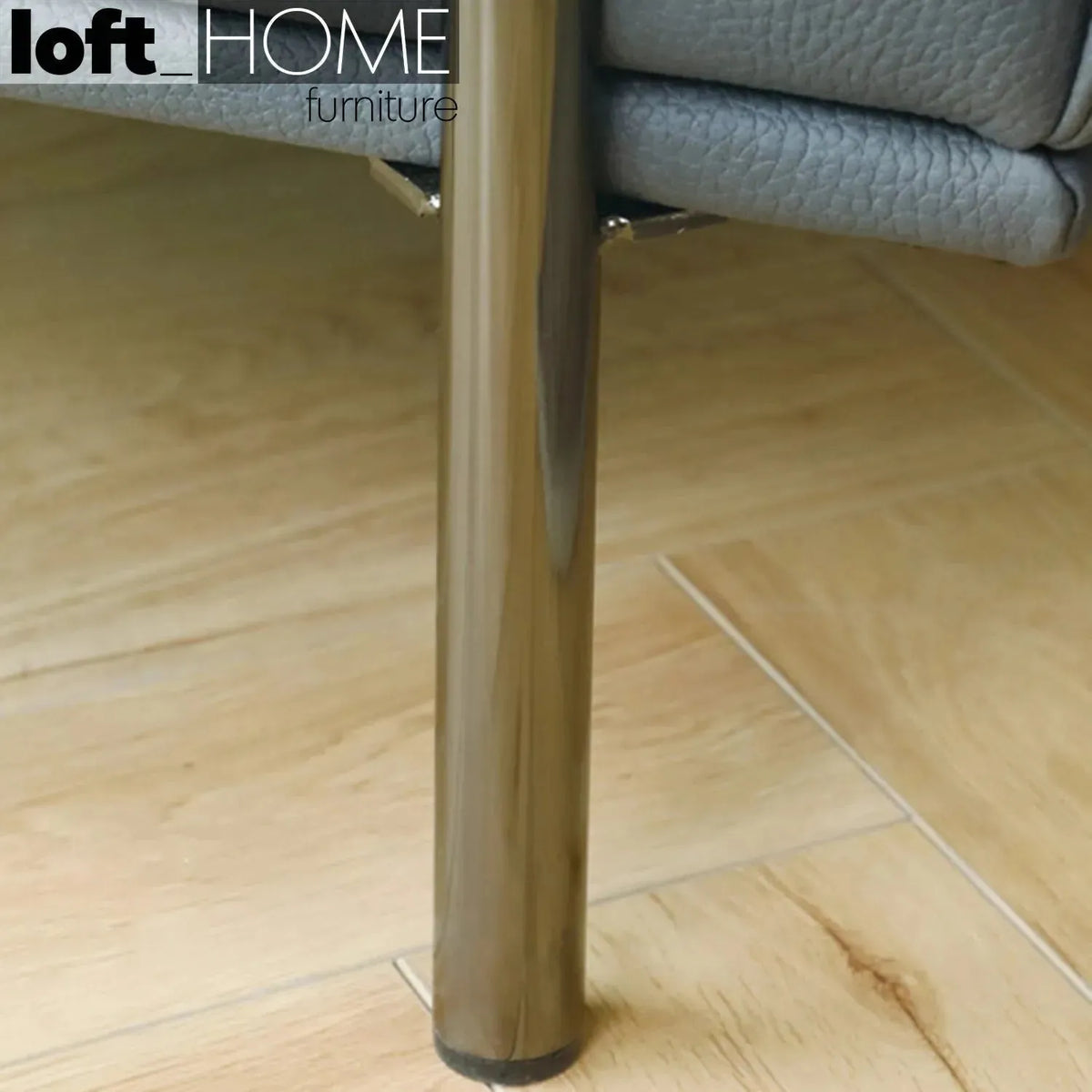 Modern microfiber leather ottoman beam in details.
