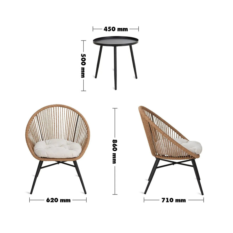 Bohemian outdoor 1 seater sofa 3pcs set maple size charts.