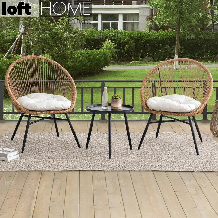 Modern outdoor 1 seater sofa 3pcs set maple primary product view.