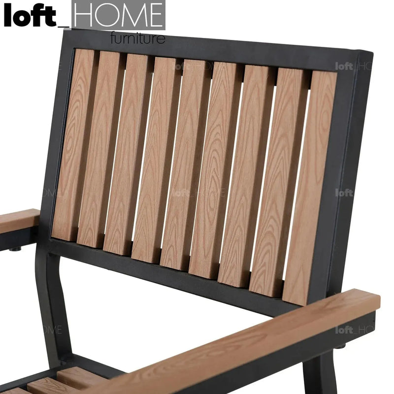 Industrial outdoor dining chair bliss in panoramic view.