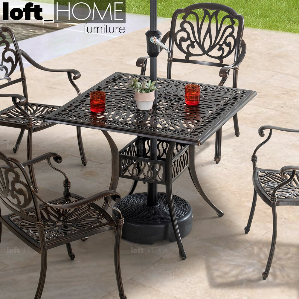 Modern outdoor dining table artistry primary product view.