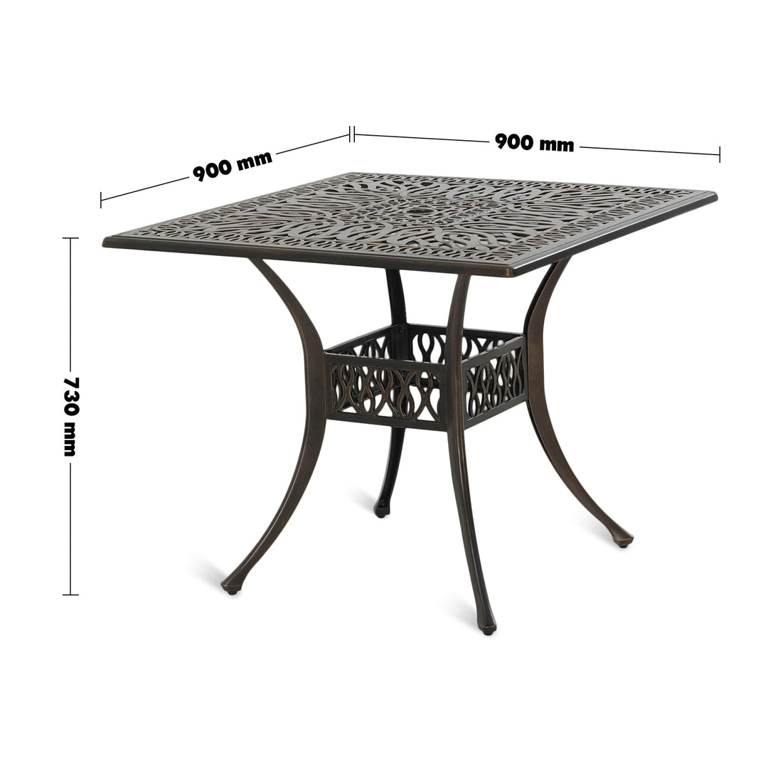 Modern outdoor dining table artistry size charts.