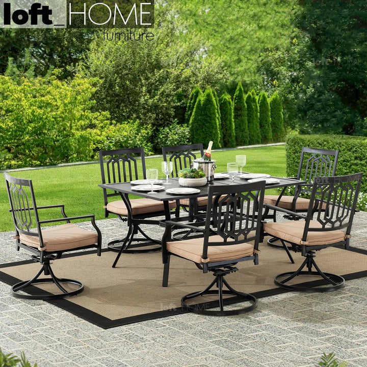 Modern outdoor dining table patio primary product view.