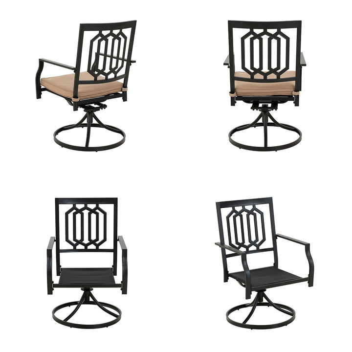 Modern outdoor revolving dining chair patio material variants.