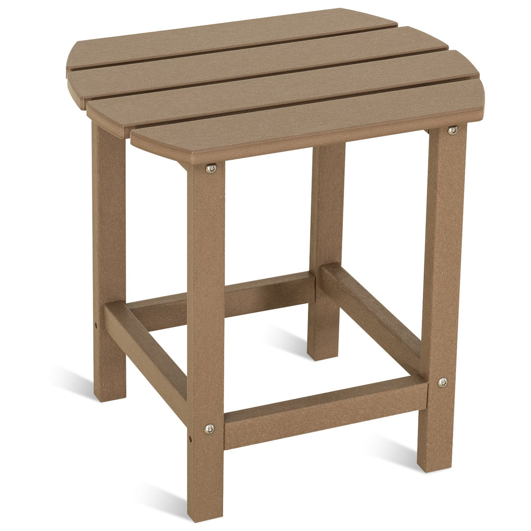 Modern outdoor side table timberland in white background.