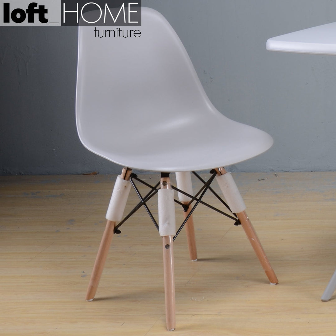 Modern plastic dining chair eames grey color swatches.