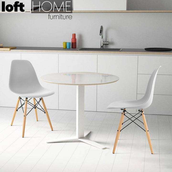 Modern plastic dining chair eames grey primary product view.