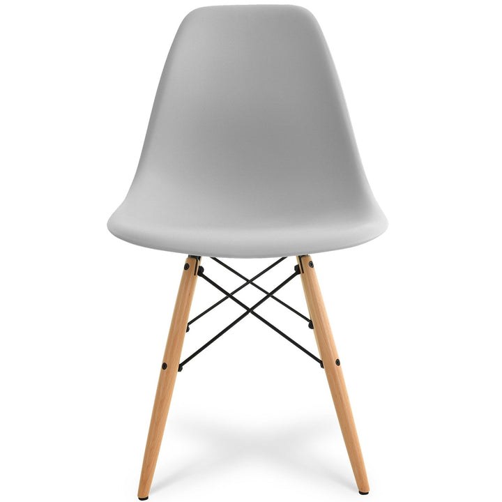 Modern plastic dining chair eames grey with context.