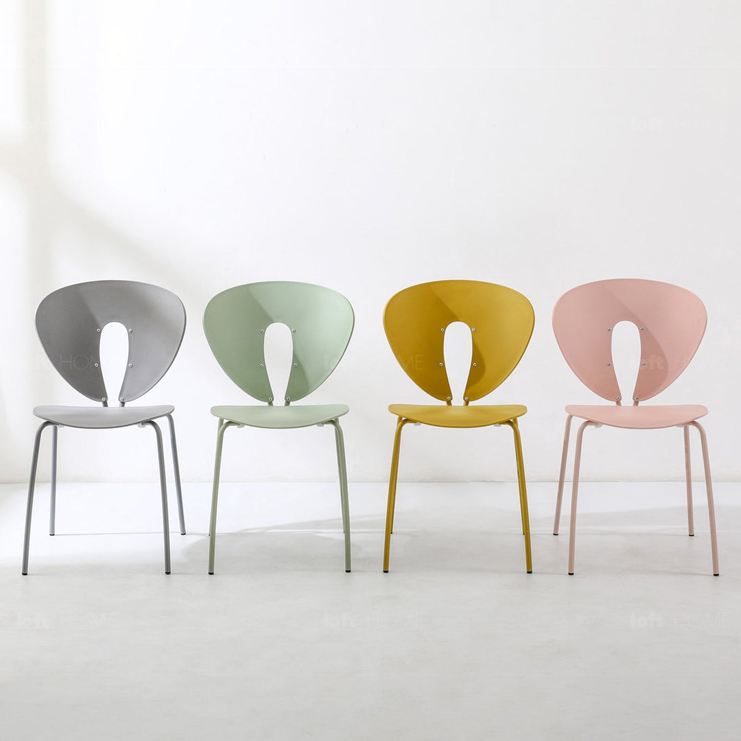 Modern plastic dining chair globus color swatches.