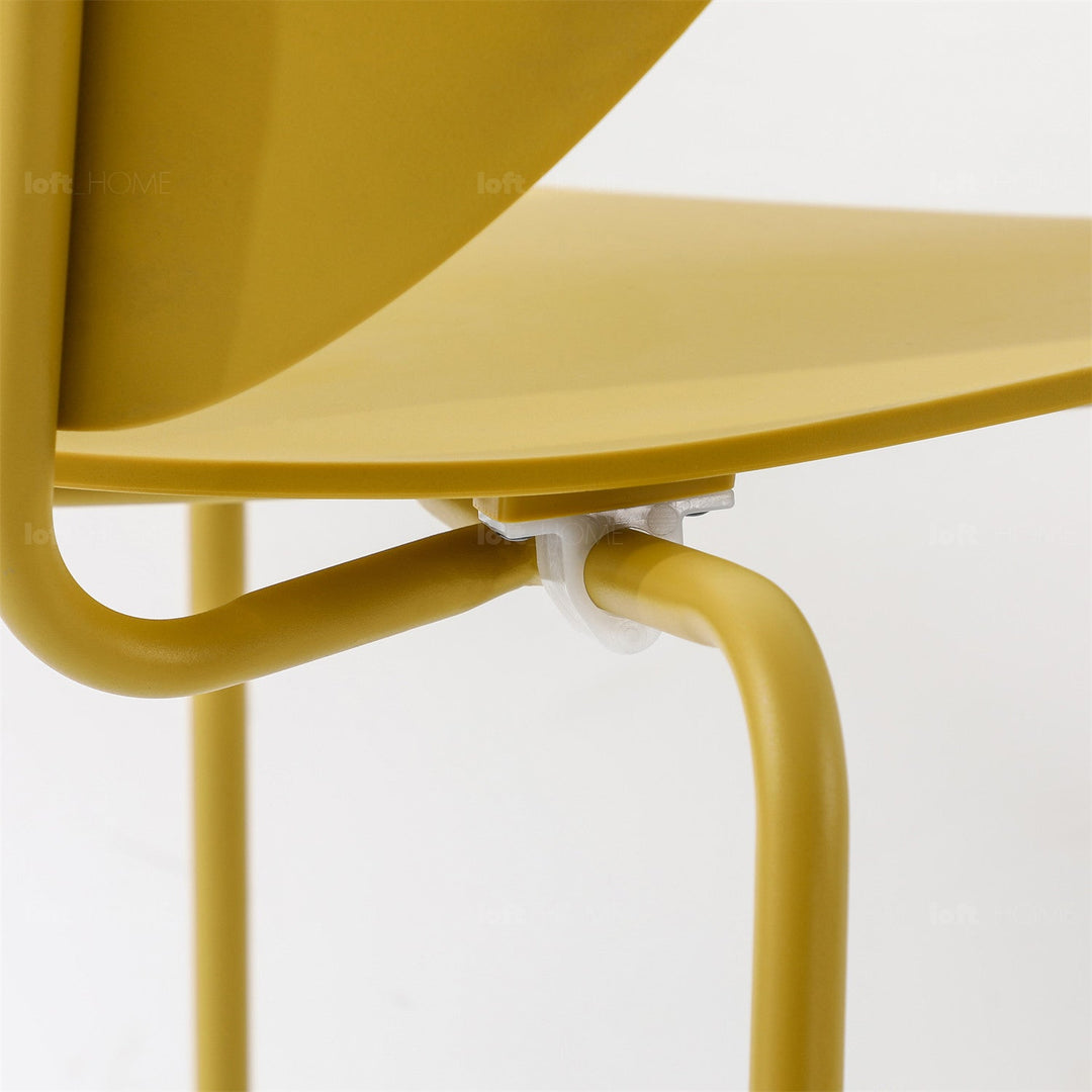 Modern plastic dining chair globus in close up details.