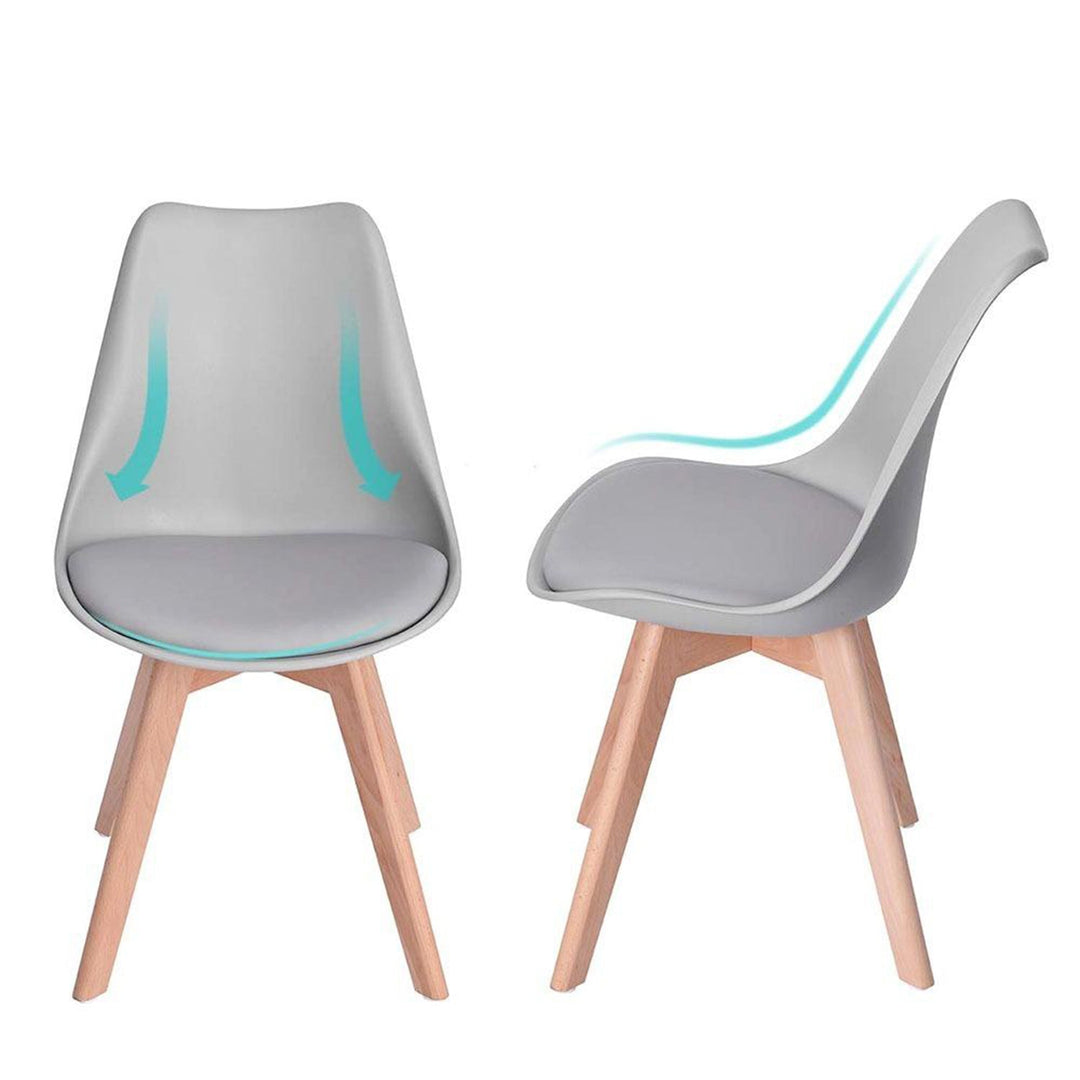 Modern plastic dining chair linnet grey in panoramic view.