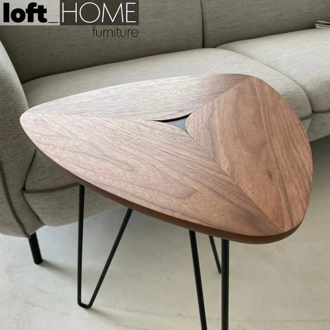 Modern plywood coffee table sara in close up details.