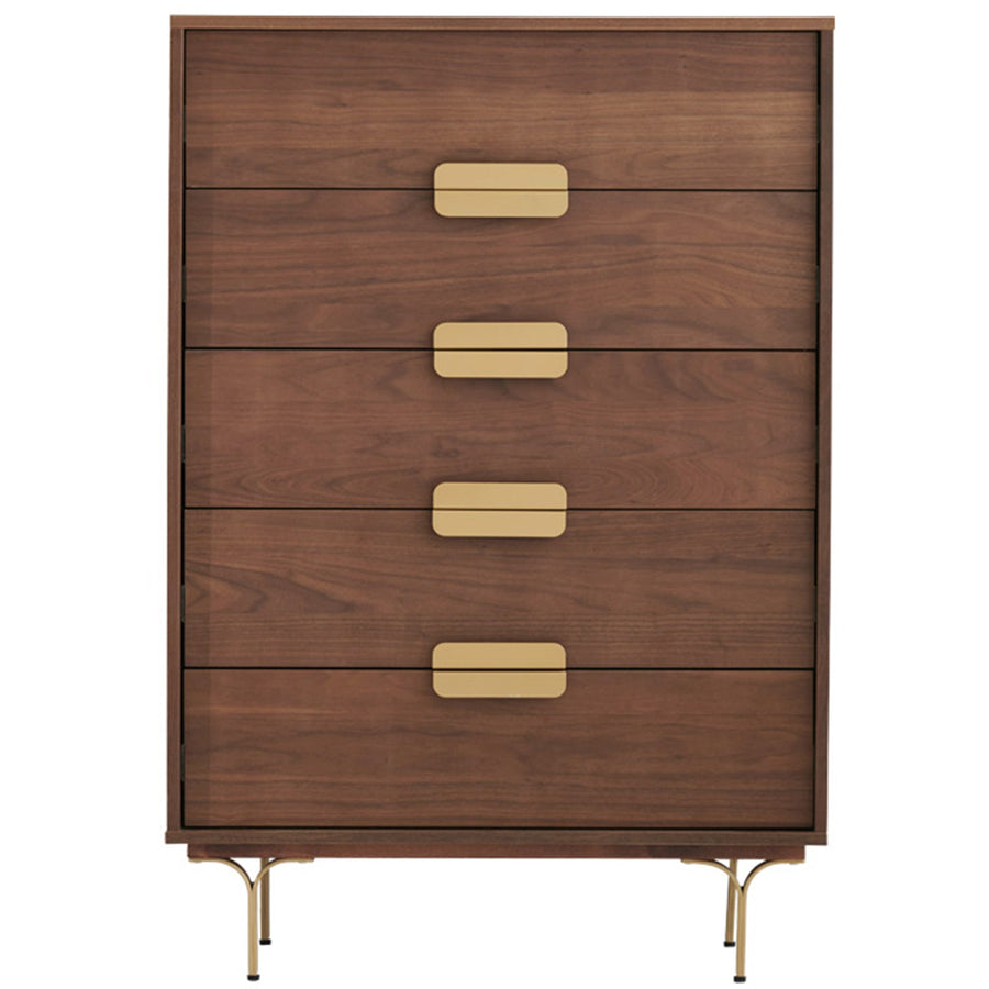 Modern plywood drawer cabinet greta in white background.