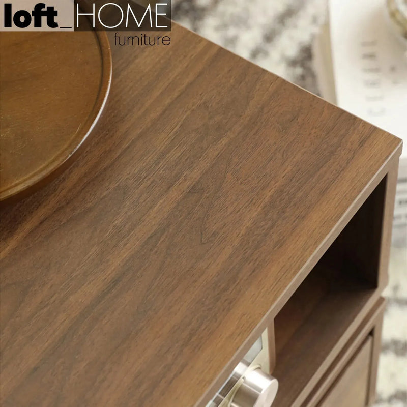 Modern plywood revolving side table jana in real life style.