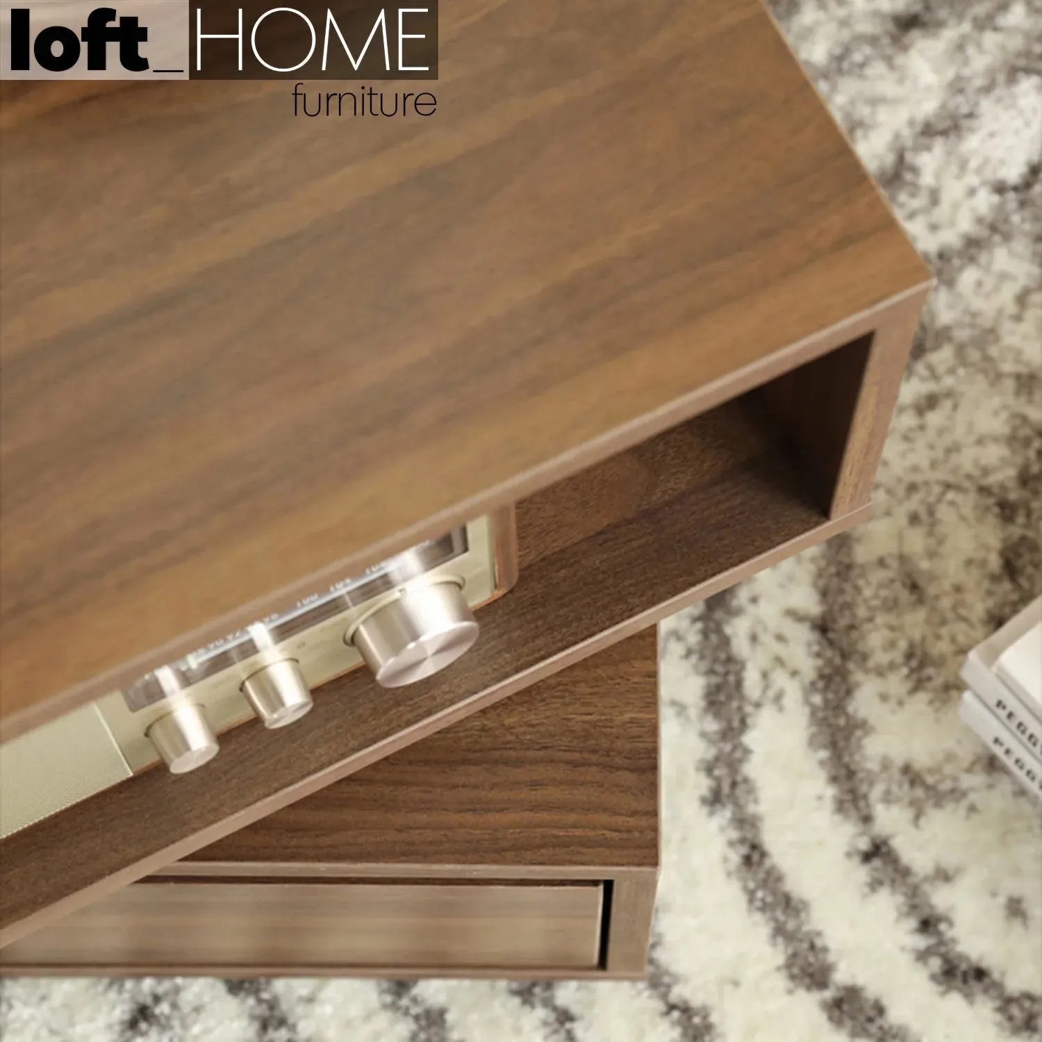 Modern plywood revolving side table jana with context.