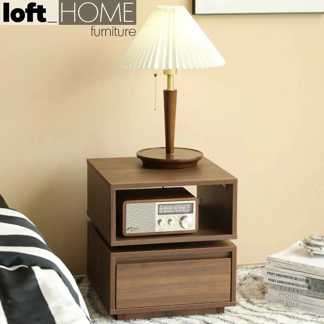 Modern plywood revolving side table jana material variants.