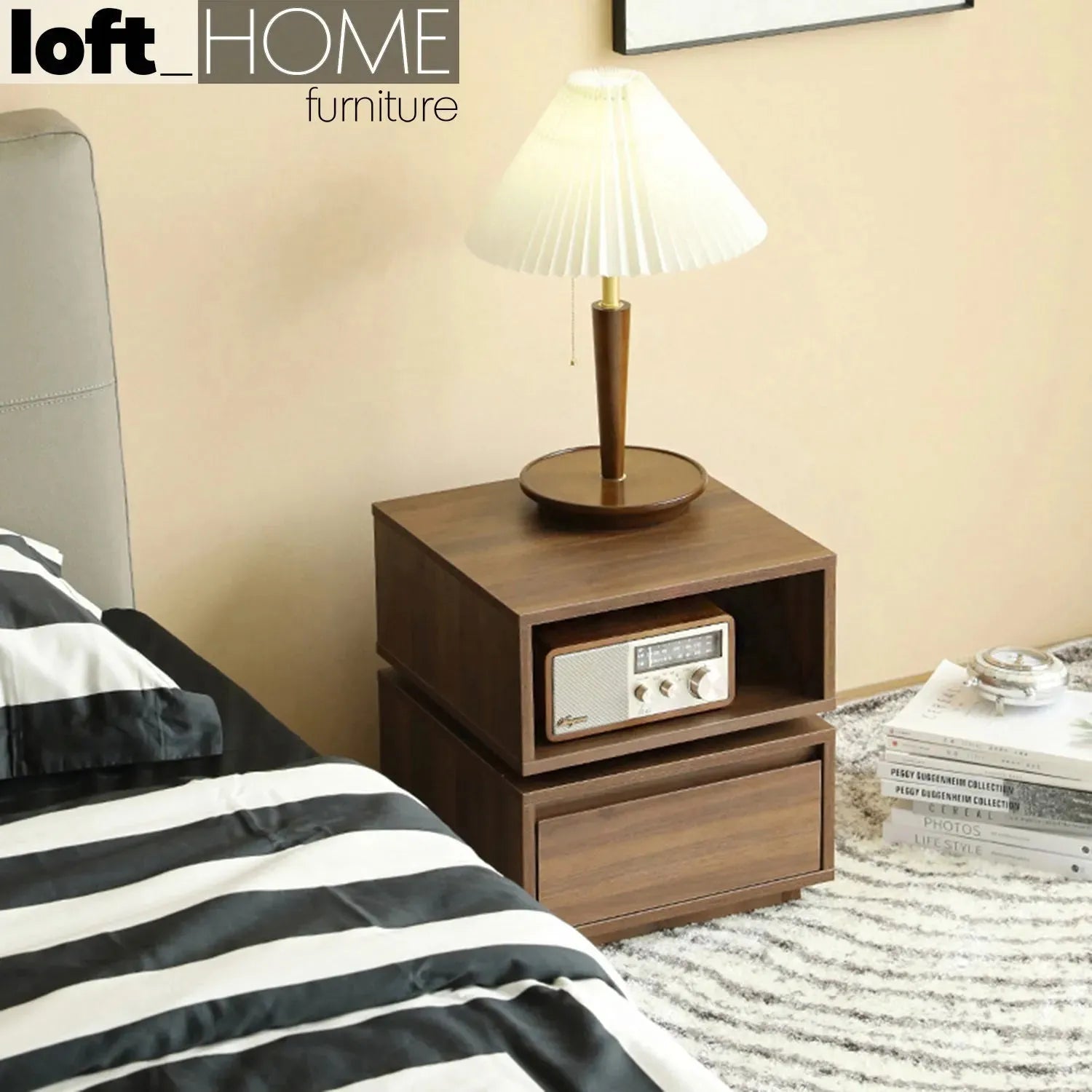 Modern plywood revolving side table jana in details.