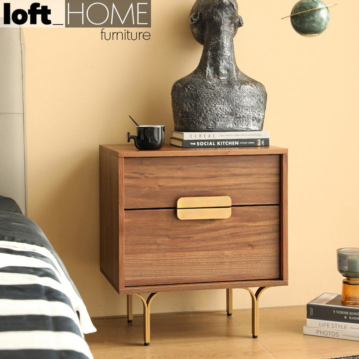 Modern plywood side table greta in panoramic view.