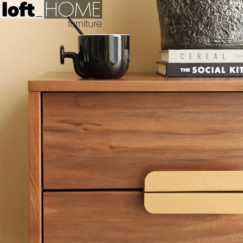 Modern plywood side table greta in panoramic view.