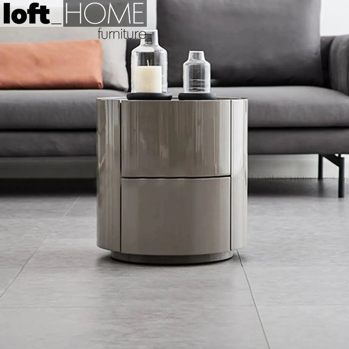 Modern plywood side table yamato in panoramic view.