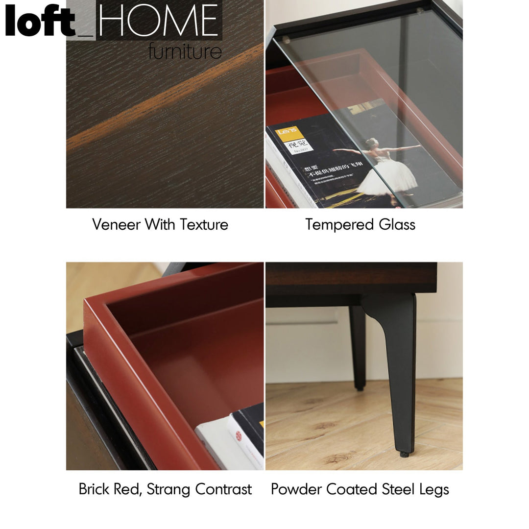 Modern plywood side table zoe in close up details.