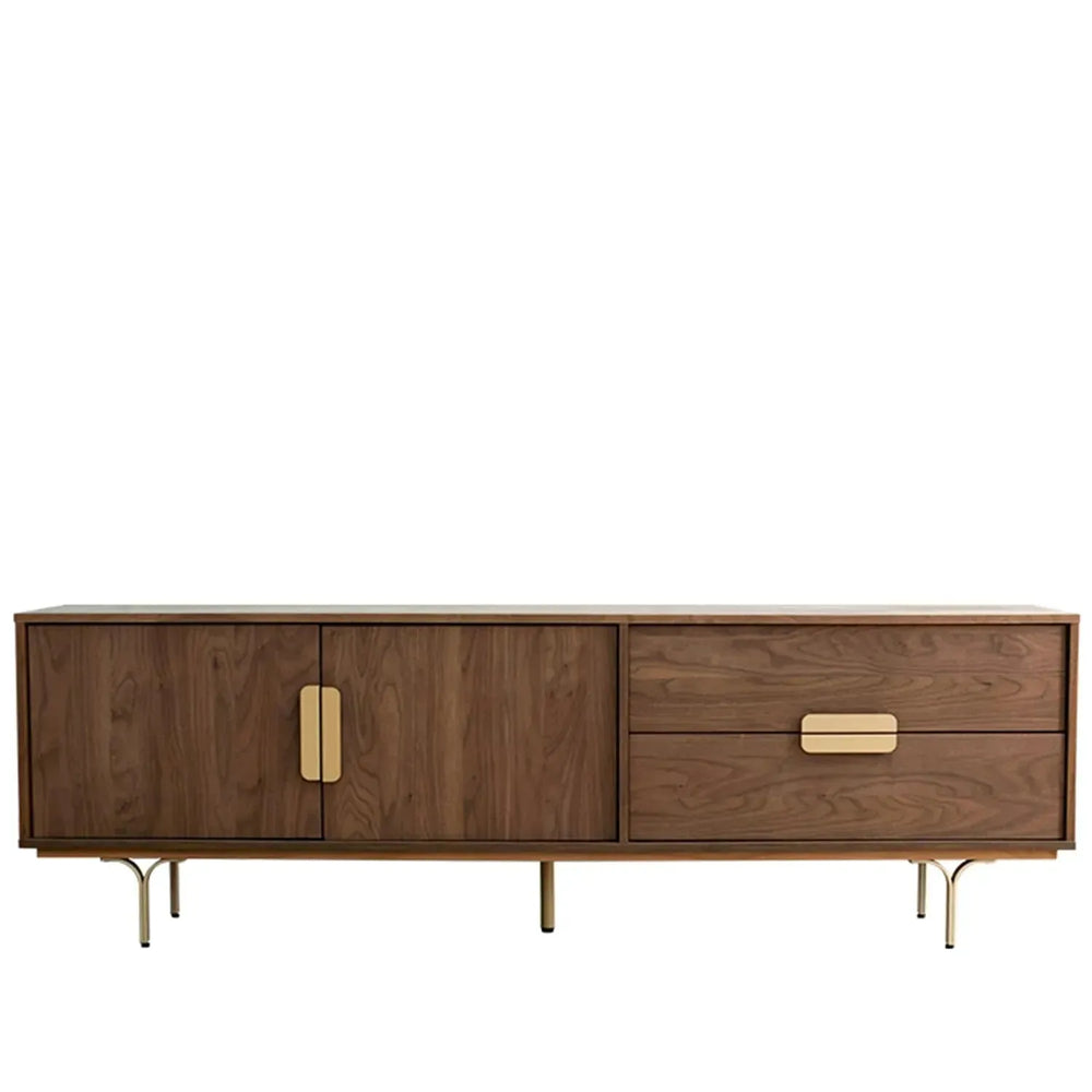 Modern plywood tv console greta in white background.