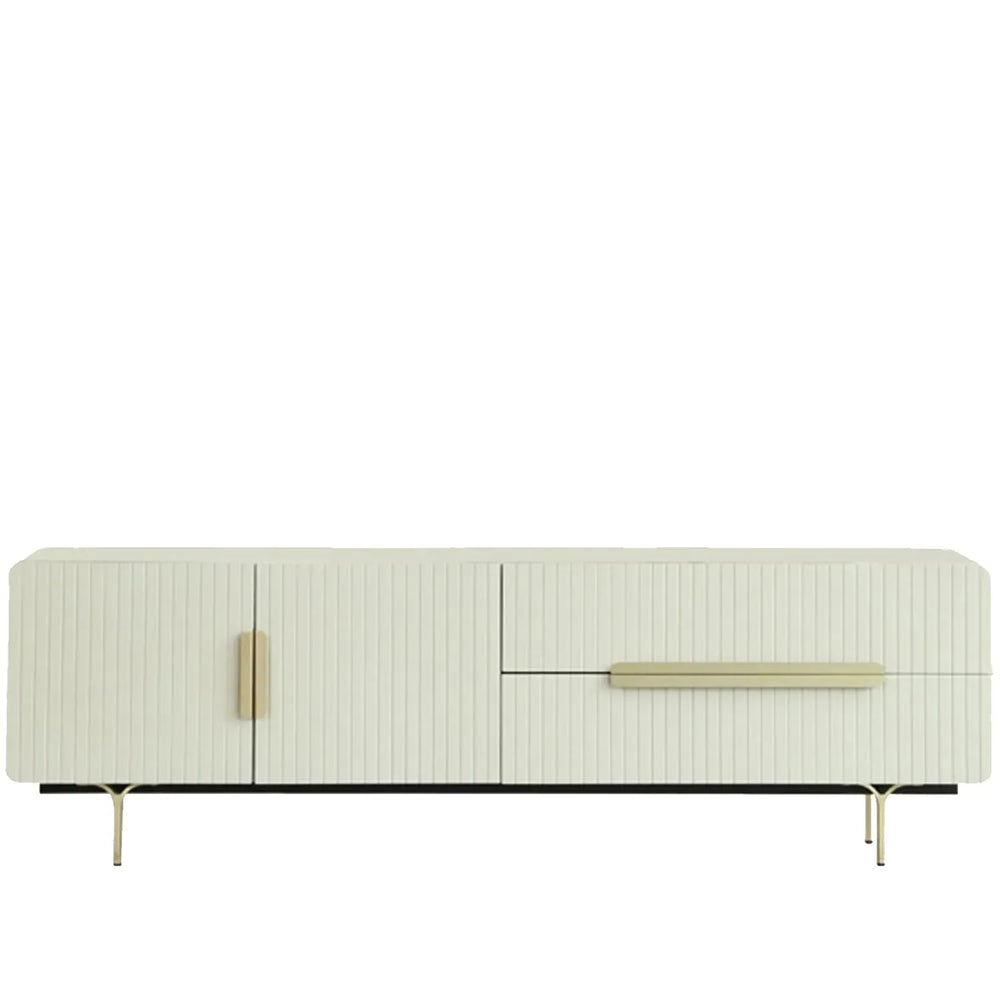 Modern plywood tv console light lux in white background.