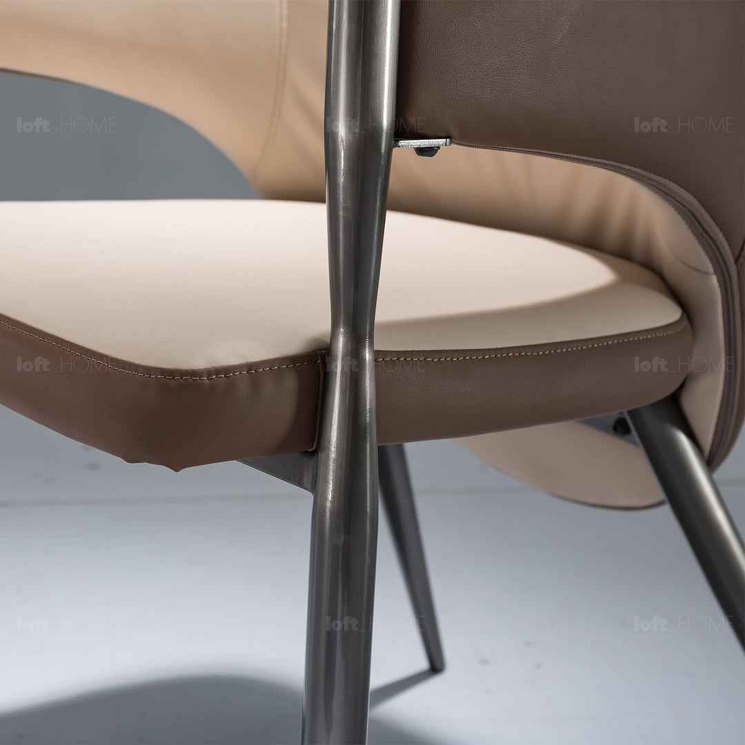 Modern pu leather dining chair aye in details.