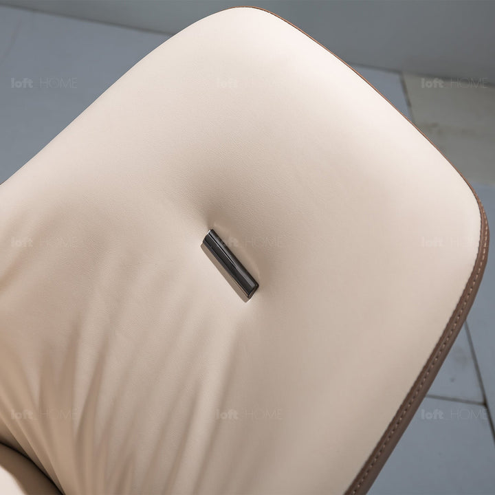Modern pu leather dining chair aye in close up details.