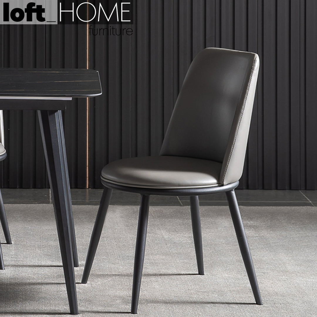 Modern pu leather dining chair dimgray material variants.