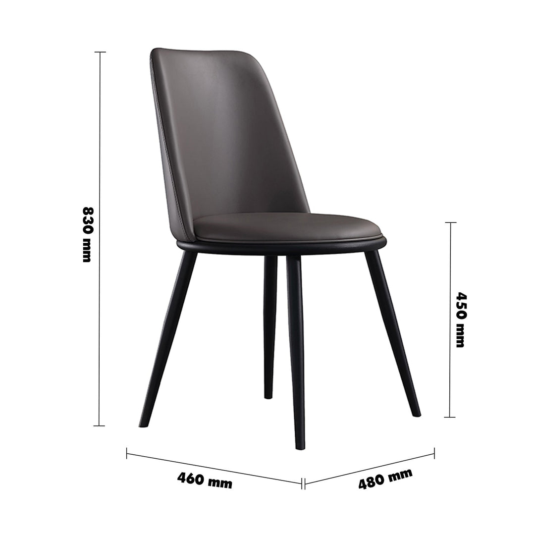 Modern pu leather dining chair dimgray size charts.