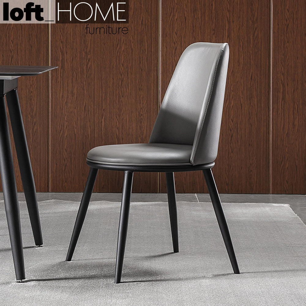 Modern pu leather dining chair dimgray primary product view.