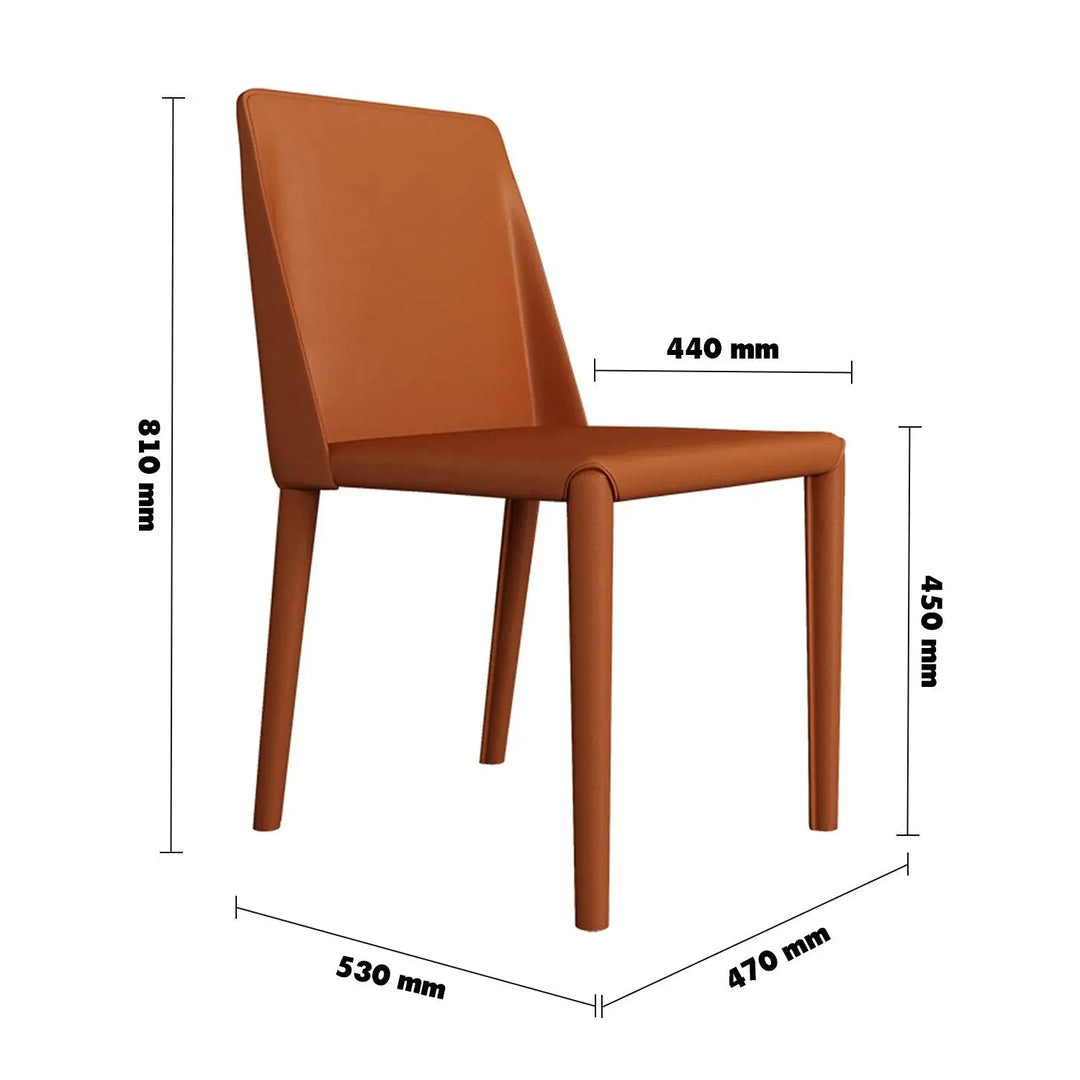 Modern pu leather dining chair orange size charts.