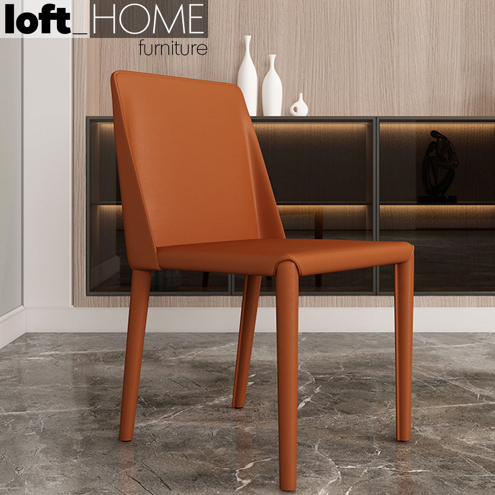 Modern pu leather dining chair orange primary product view.