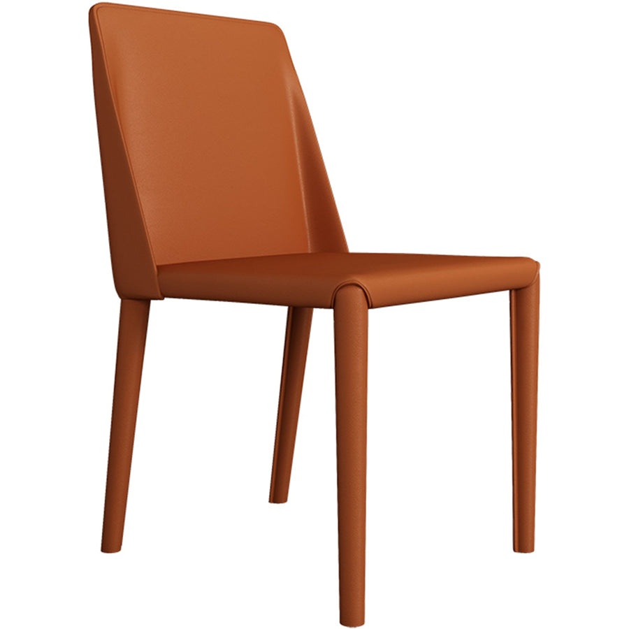 Modern pu leather dining chair orange in white background.