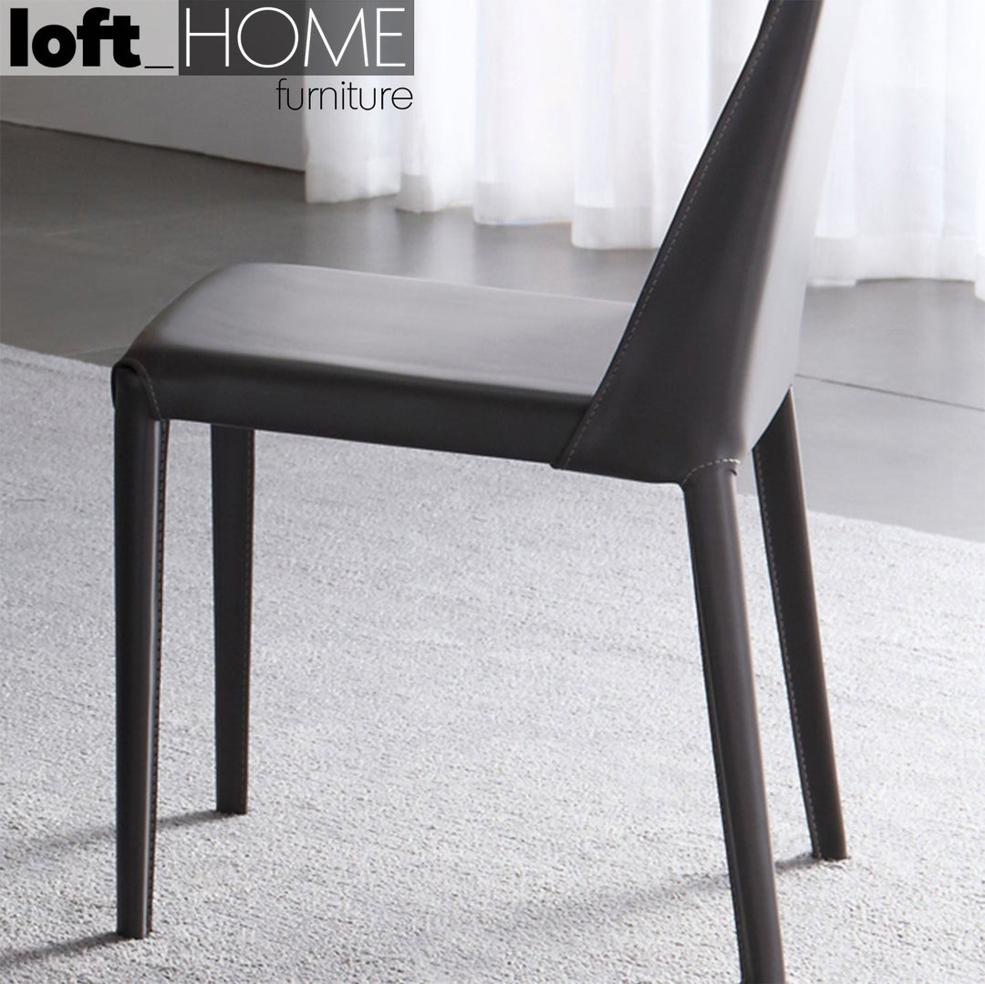 Modern pu leather dining chair silver in details.
