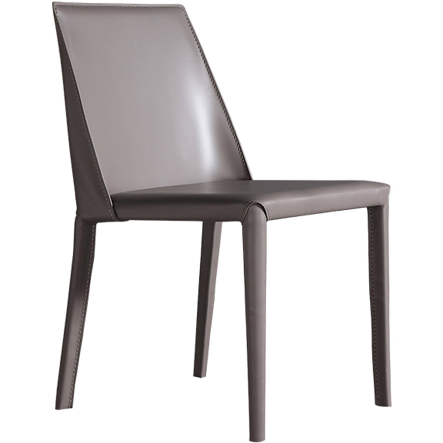 Modern pu leather dining chair silver in white background.