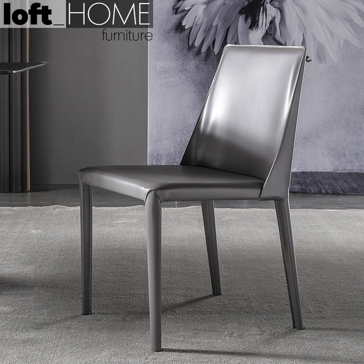 Modern pu leather dining chair silver in panoramic view.