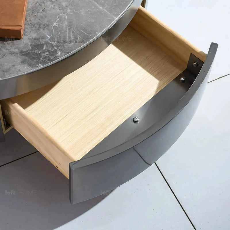 Modern sintered stone coffee table 2pcs set bonis grey in details.